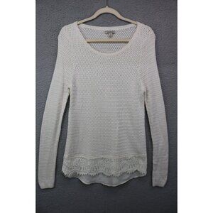 Lucky Brand Open Knit Sheer Sweater Tunic-Lace-Size Large
